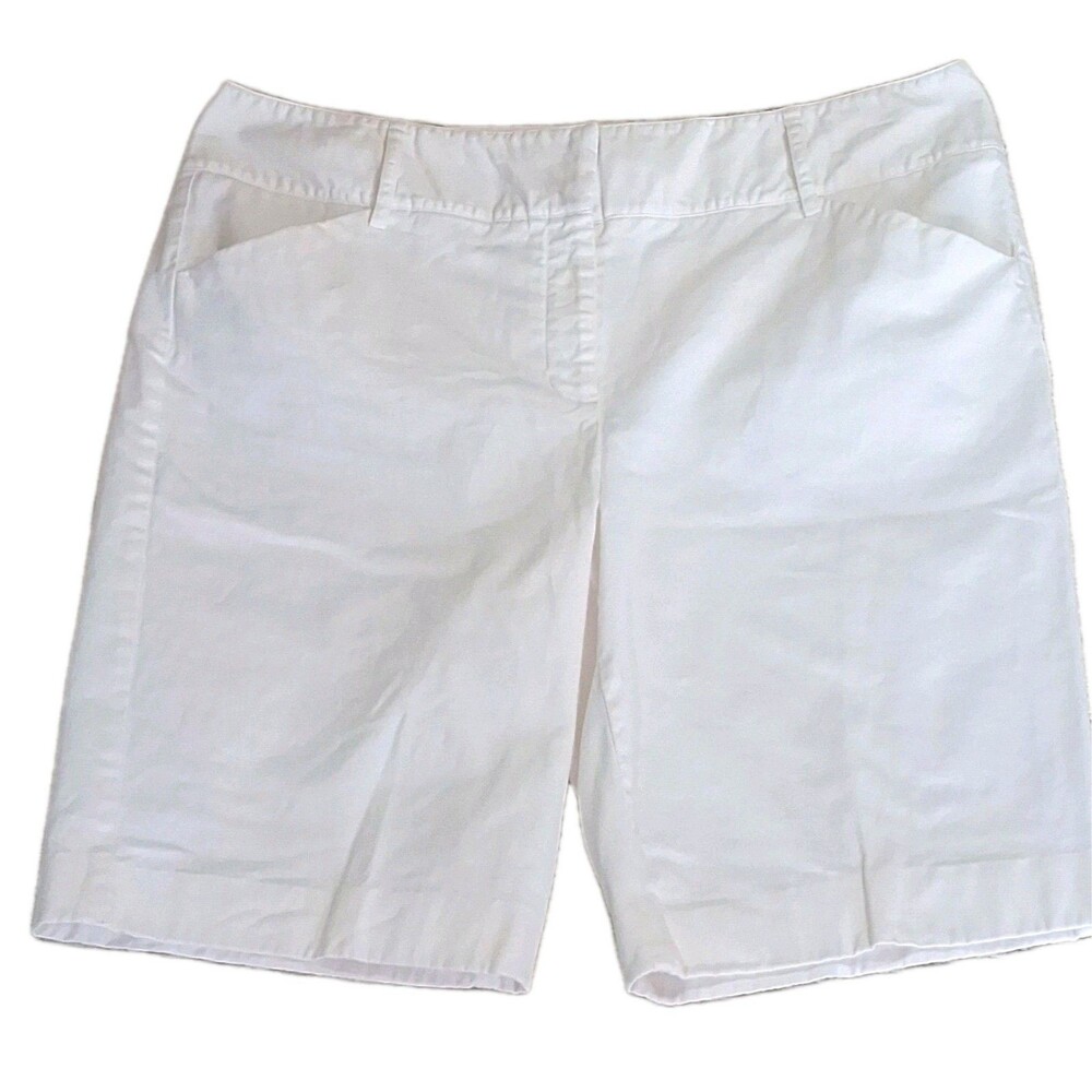 ​DANA BUCHMAN SIGNATURE WHITE BERMUDA SHORTS SIZE 14 STRETCH CASUAL WALKING...